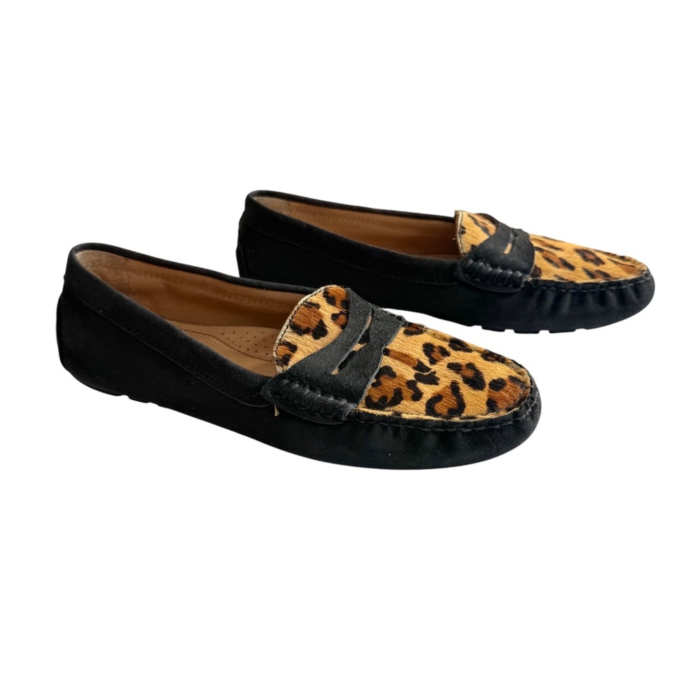 Lauren Ralph Lauren Black and Leopard Print Penny Loafers